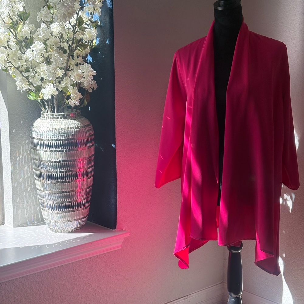 Caroline Rose Bold Fuchsia Open Cardigan - Picture 15 of 16